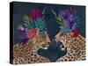 Hot House Leopards, Pair, Dark-Fab Funky-Stretched Canvas