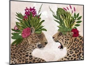 Hot House Leopards, Pair, Pink Green-Fab Funky-Mounted Art Print