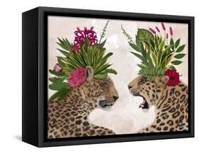 Hot House Leopards, Pair, Pink Green-Fab Funky-Framed Stretched Canvas