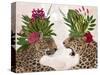 Hot House Leopards, Pair, Pink Green-Fab Funky-Stretched Canvas