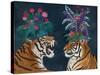Hot House Tigers, Pair, Dark-Fab Funky-Stretched Canvas