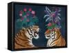 Hot House Tigers, Pair, Dark-Fab Funky-Framed Stretched Canvas