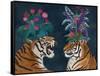 Hot House Tigers, Pair, Dark-Fab Funky-Framed Stretched Canvas