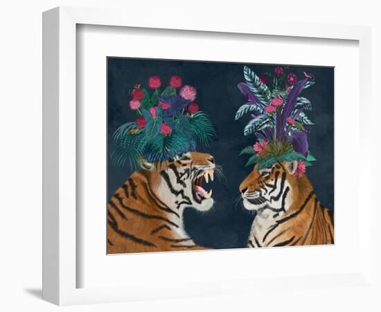 Hot House Tigers, Pair, Dark-Fab Funky-Framed Art Print