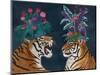 Hot House Tigers, Pair, Dark-Fab Funky-Mounted Art Print