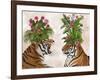 Hot House Tigers, Pair, Pink Green-Fab Funky-Framed Art Print