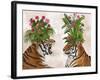 Hot House Tigers, Pair, Pink Green-Fab Funky-Framed Art Print