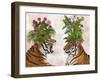 Hot House Tigers, Pair, Pink Green-Fab Funky-Framed Art Print