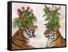 Hot House Tigers, Pair, Pink Green-Fab Funky-Framed Stretched Canvas