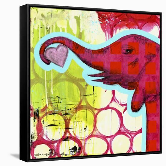 Hot Pink Elephant-Jennifer McCully-Framed Stretched Canvas