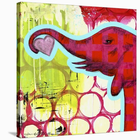 Hot Pink Elephant-Jennifer McCully-Stretched Canvas