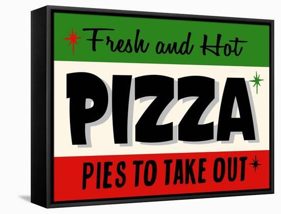 Hot Pizza Horiz-Retroplanet-Framed Stretched Canvas