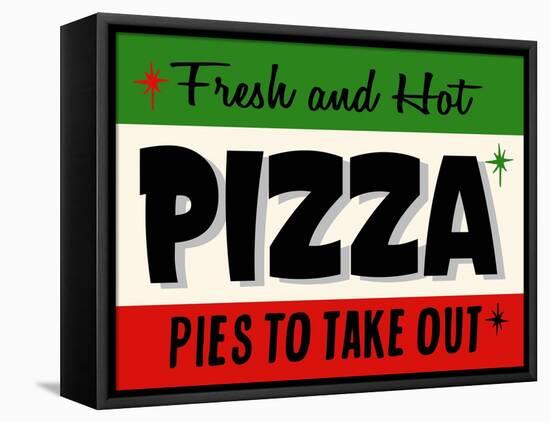 Hot Pizza Horiz-Retroplanet-Framed Stretched Canvas