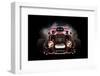 Hot Rod Front View with Smoke Burnout Background-DigtialStorm-Framed Photographic Print