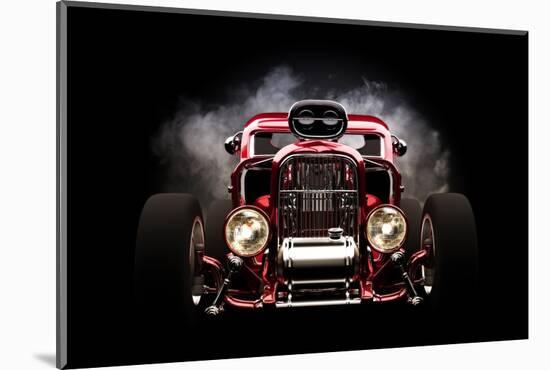 Hot Rod Front View with Smoke Burnout Background-DigtialStorm-Mounted Photographic Print