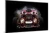 Hot Rod Front View with Smoke Burnout Background-DigtialStorm-Mounted Photographic Print