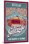 Hot Rod Garage - Classic Cars - Vintage Sign-Lantern Press-Mounted Art Print