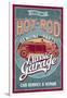 Hot Rod Garage - Classic Cars - Vintage Sign-Lantern Press-Framed Art Print
