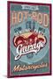 Hot Rod Garage - Motorcycles - Vintage Sign-Lantern Press-Mounted Art Print