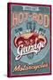 Hot Rod Garage - Motorcycles - Vintage Sign-Lantern Press-Stretched Canvas