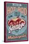 Hot Rod Garage - Motorcycles - Vintage Sign-Lantern Press-Stretched Canvas