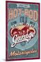 Hot Rod Garage - Motorcycles - Vintage Sign-Lantern Press-Mounted Art Print