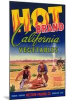 Hot Vegetable Label - Guadalupe, CA-Lantern Press-Mounted Art Print