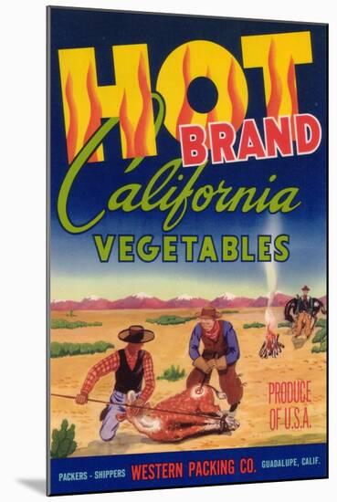 Hot Vegetable Label - Guadalupe, CA-Lantern Press-Mounted Art Print