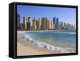 Hotel and Apartment Buildings Along the Seafront, Dubai Marina, United Arab Emirates, Middle East-Amanda Hall-Framed Stretched Canvas