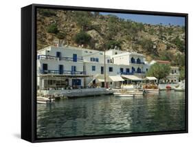 Hotel and Harbour, Loutro, Sfakia, Crete, Greek Islands, Greece, Europe-O'callaghan Jane-Framed Stretched Canvas