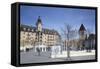 Hotel Au Lac and Le Chateau D'Ouchy, Ouchy, Lausanne, Vaud, Switzerland, Europe-Ian Trower-Framed Stretched Canvas