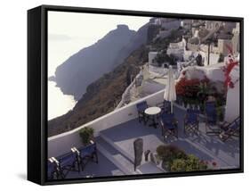 Hotel Between Fira and Imerovigli, Greece-Connie Ricca-Framed Stretched Canvas