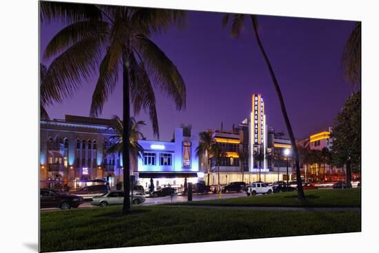 Hotel 'Breakwater' at Dusk, Ocean Drive, Miami South Beach, Art Deco District, Florida, Usa-Axel Schmies-Mounted Premium Photographic Print