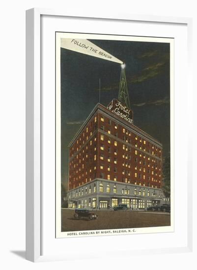 Hotel Carolina by Night, Raleigh, North Carolina-null-Framed Art Print