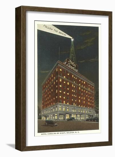 Hotel Carolina by Night, Raleigh, North Carolina-null-Framed Art Print