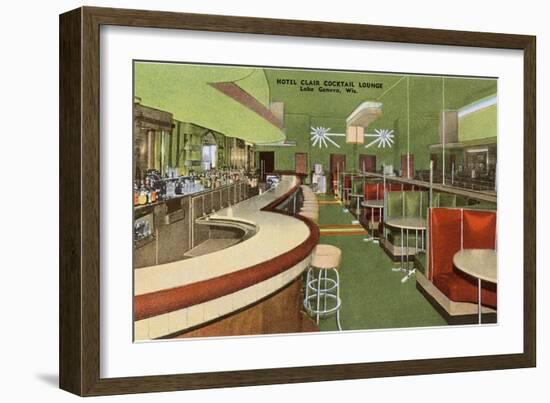 Hotel Clair Cocktail Lounge, Lake Geneva, Wisconsin-null-Framed Art Print