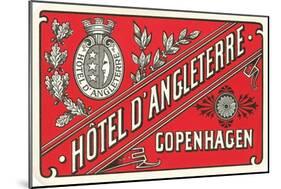 Hotel d'Angleterre Trunk Label-null-Mounted Art Print