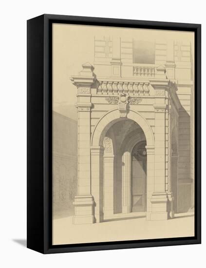 Hôtel de M. Fould (rue de Berri, 75008 Paris) par H. Labrouste : portique de la façade principale,-null-Framed Stretched Canvas