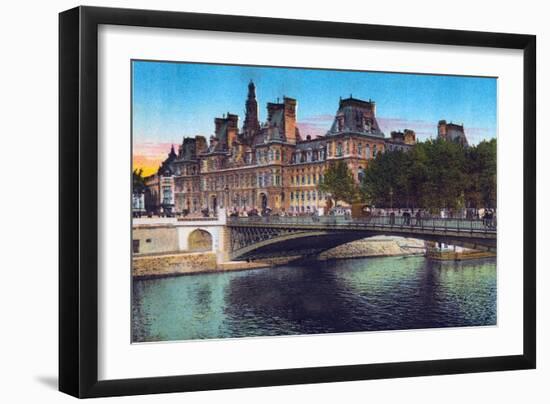 Hotel De Ville, from 'Souvenirs De Paris - Monuments Vues En Couleurs'-null-Framed Giclee Print