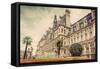 Hotel De Ville in Paris, France. City Hall Building, a Popular Landmark. Vintage, Retro-Michal Bednarek-Framed Stretched Canvas