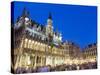 Hotel De Ville (Town Hall) in the Grand Place Illuminated at Night, Brussels, Belgium, Europe-Christian Kober-Stretched Canvas