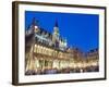 Hotel De Ville (Town Hall) in the Grand Place Illuminated at Night, Brussels, Belgium, Europe-Christian Kober-Framed Photographic Print