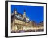 Hotel De Ville (Town Hall) in the Grand Place Illuminated at Night, Brussels, Belgium, Europe-Christian Kober-Framed Photographic Print