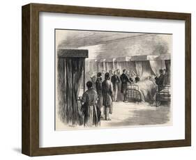 Hotel Dieu, Paris, France : Napoleon III visiting the sufferers of cholera in 1865-French School-Framed Giclee Print