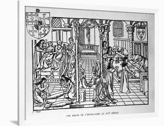 Hotel-Dieu, Paris. Nuns Feed the Living and Shroud the Dead, 1482-null-Framed Art Print