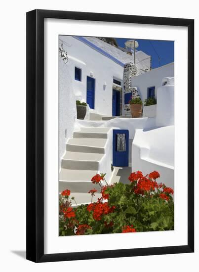 Hotel in Imerovigli, Santorini, Cyclades, Greece-Katja Kreder-Framed Photographic Print