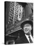 Hotel Magnate Conrad N. Hilton in Front of the Waldorf Astoria Hotel-Martha Holmes-Stretched Canvas