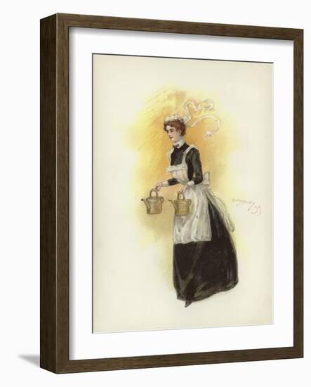 Hotel Maid, Carrying Two Water Cans-Dudley Hardy-Framed Giclee Print