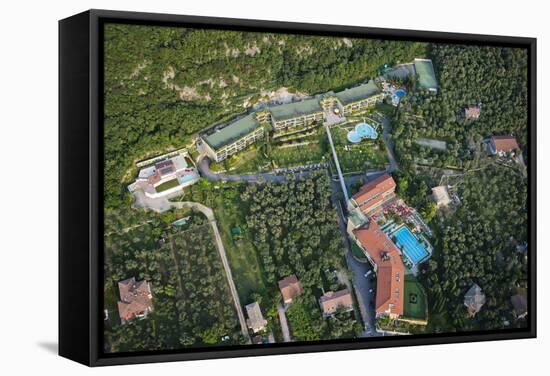 Hotel Majestic Palace, Malcesine, Lake Garda, Aerial Picture, Veneto, Italy-Frank Fleischmann-Framed Stretched Canvas