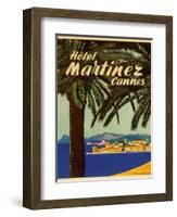 Hotel Martinez Cannes Luggage Label-null-Framed Giclee Print